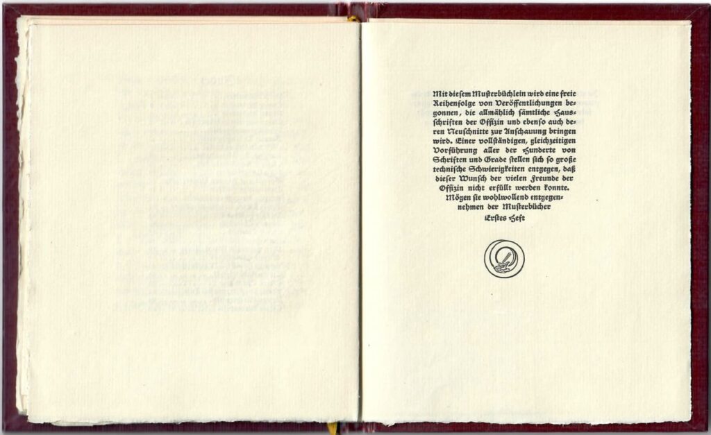Proben einiger Hausschriften der Offizin W. Drugulin, Heft 1. Leipzig: Offizin W. Drugulin, 1924