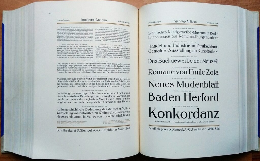 Die Hauptprobe der Schriftgießerei und Messinglinienfabrik D. Stempel Aktien-Gesellschaft. Frankfurt a.M. [u.a.], 1925