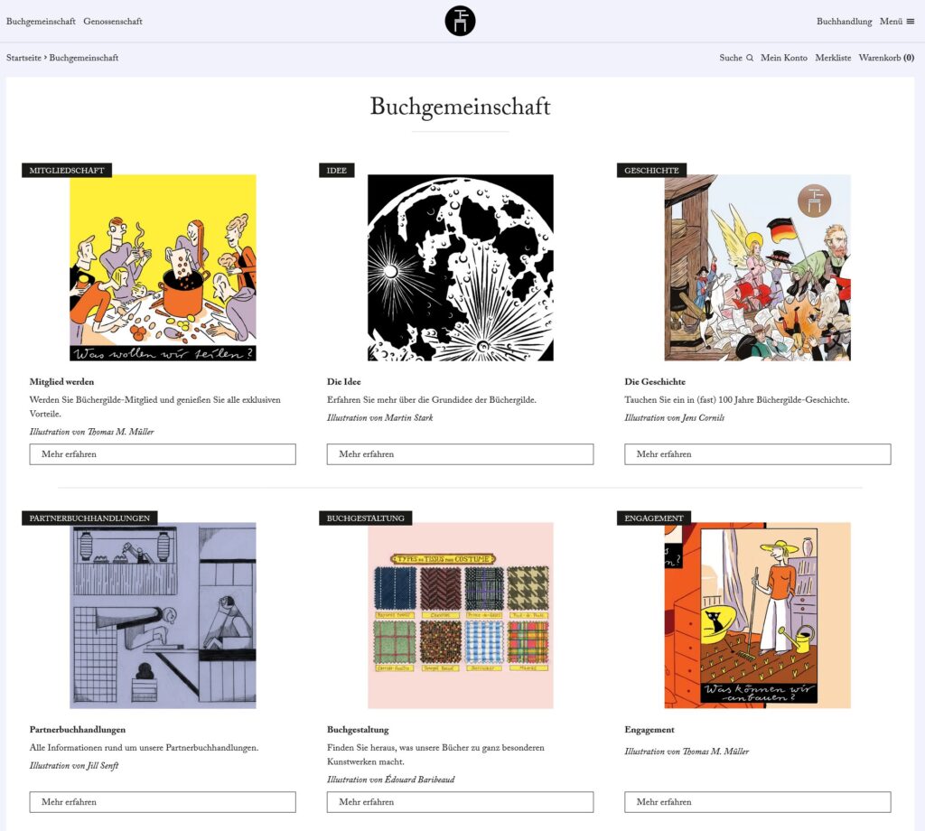 Website der Büchergilde Gutenberg (screenshot vom 8.1.2024)